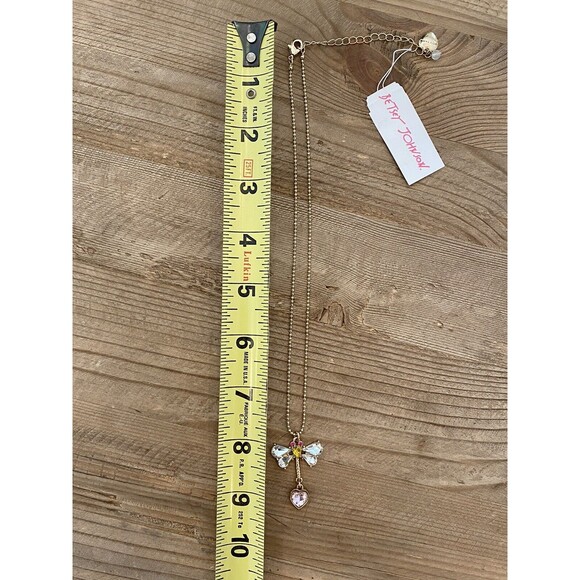 Betsey Johnson Dragonfly Gold Tone Glass Stones Necklace NWT - Picture 7 of 7